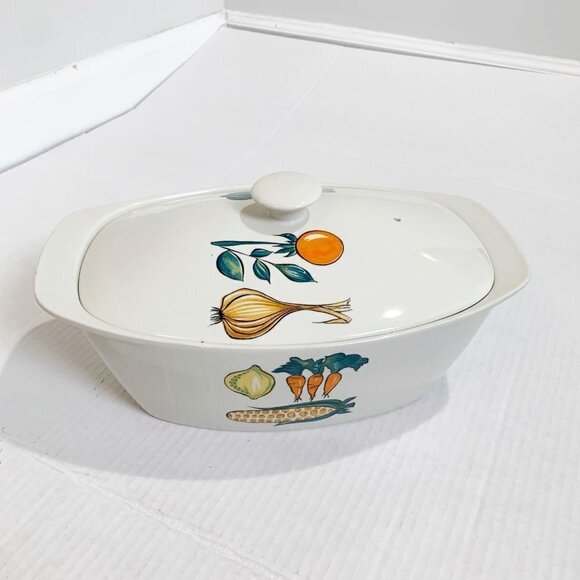 Villeroy & Boch Primabella Casserole Lidded Vintage Vegetable Print 50s 60s Mid - Picture 13 of 15